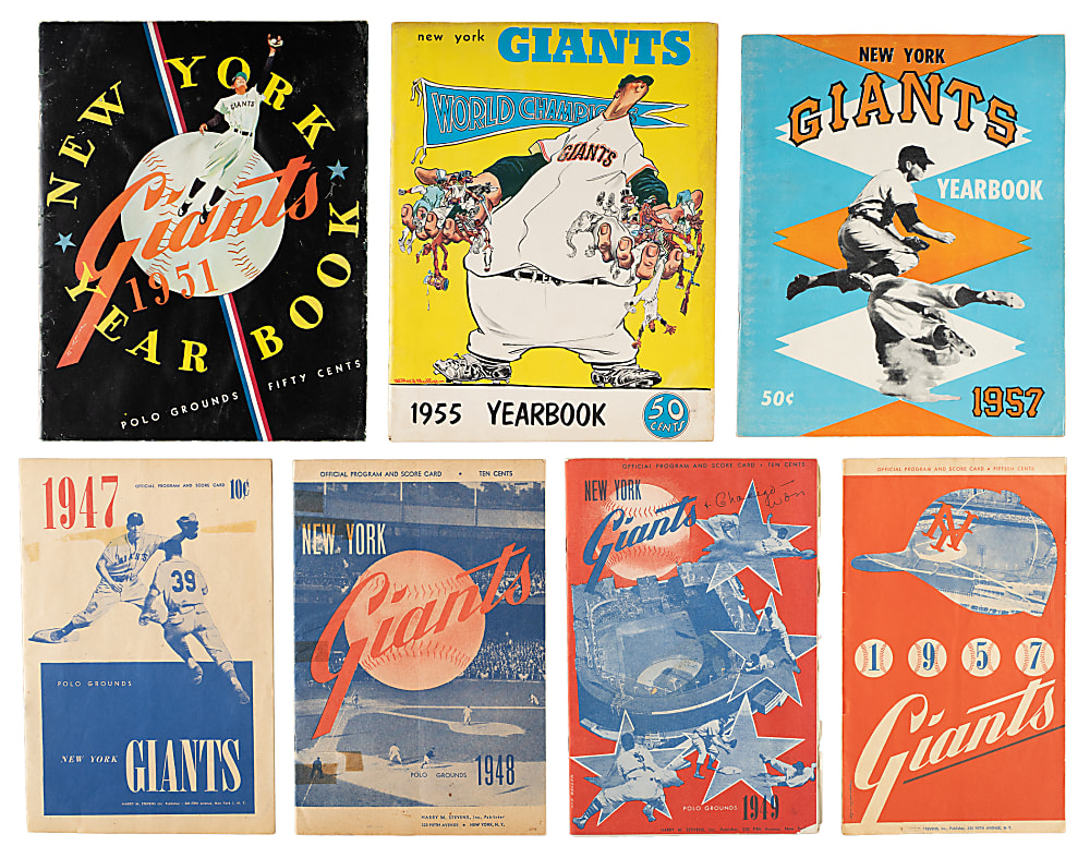 1947 to 1957 New York Giants Program and Yearbook Collection (11) Including 1957 Opening Day