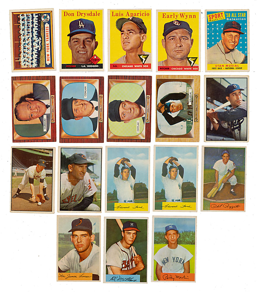 1953 to 1958 Topps and Bowman Shoebox Collection (762) Including 43 Hall of Famers