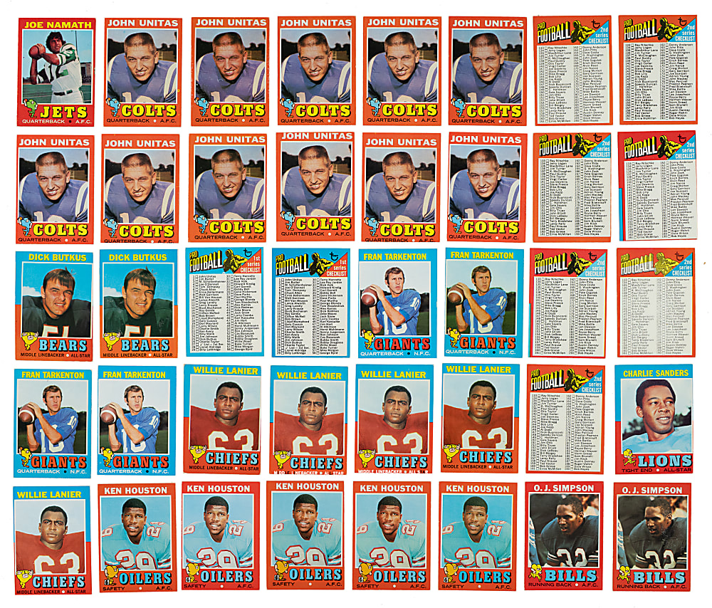 1971 Topps Football Near-Complete Set (234/263) Including #156 Terry Bradshaw Rookie SGC EX/NM+ 6.5 Plus 463 Duplicates