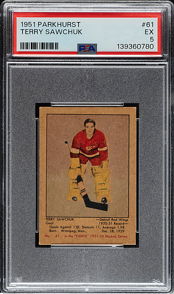 1951-1952 Parkhurst Hockey #61 Terry Sawchuk Rookie PSA EX 5