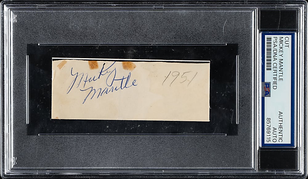 Circa 1950s Mickey Mantle Cut Signature - PSA/DNA and JSA