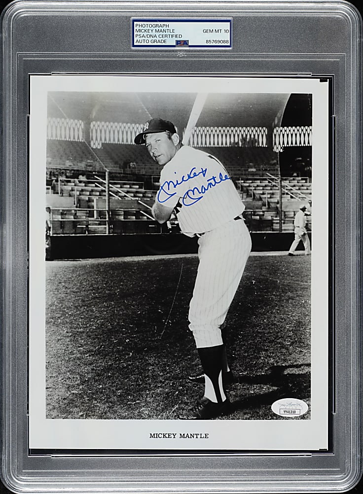 Mickey Mantle Signed New York Yankees 4 x 5 Photo PSA/DNA GEM MINT 10