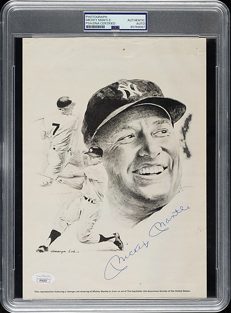 Mickey Mantle Signed 1967-73 Equitable Life Assurance Sports Hall of Fame Print- PSA/DNA