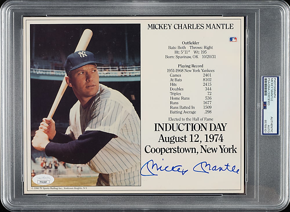 Mickey Mantle Hall of Fame Induction Day Signed Photograph - PSA/DNA and JSA
