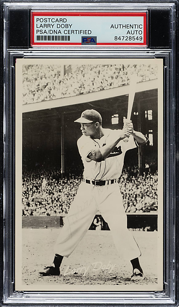 Signed 1948-1951 Cleveland Indians Postcard Larry Doby - PSA/DNA