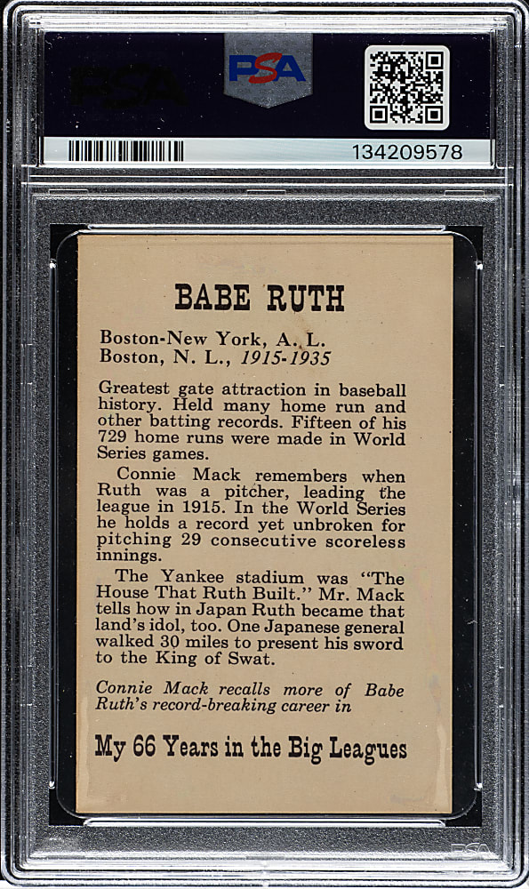 1951 Connie Mack Book Babe Ruth PSA GOOD 2