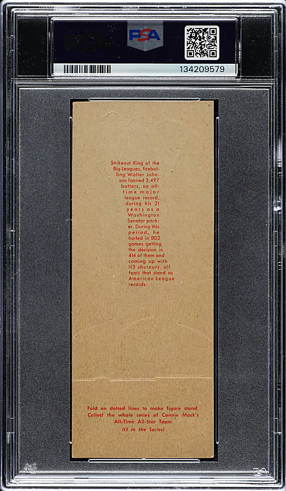 1951 Topps Connie Mack's All-Stars Walter Johnson PSA VG 3