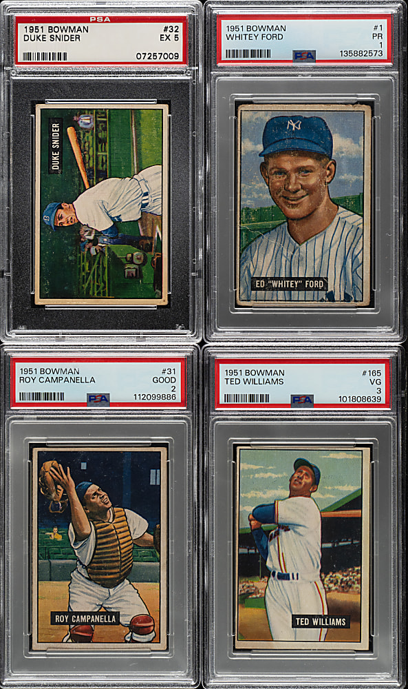 1951 Bowman Near-Complete Set (322/324) Including 34 PSA-Graded Cards