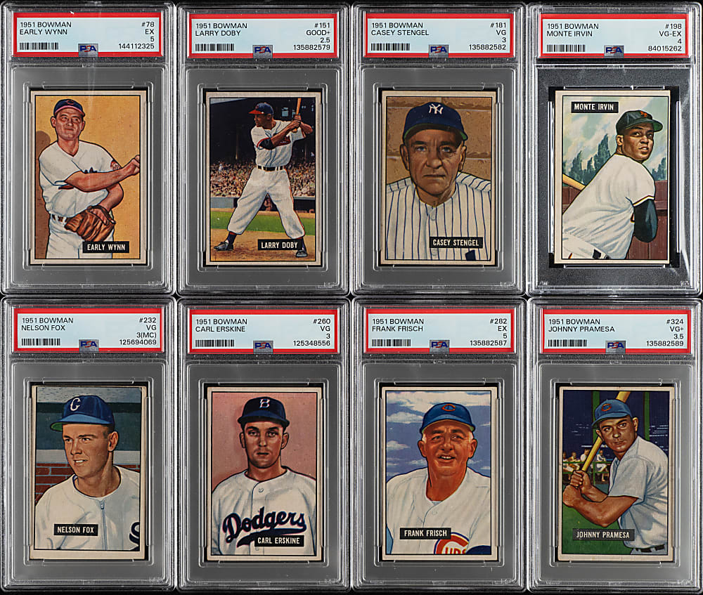 1951 Bowman Near-Complete Set (322/324) Including 34 PSA-Graded Cards