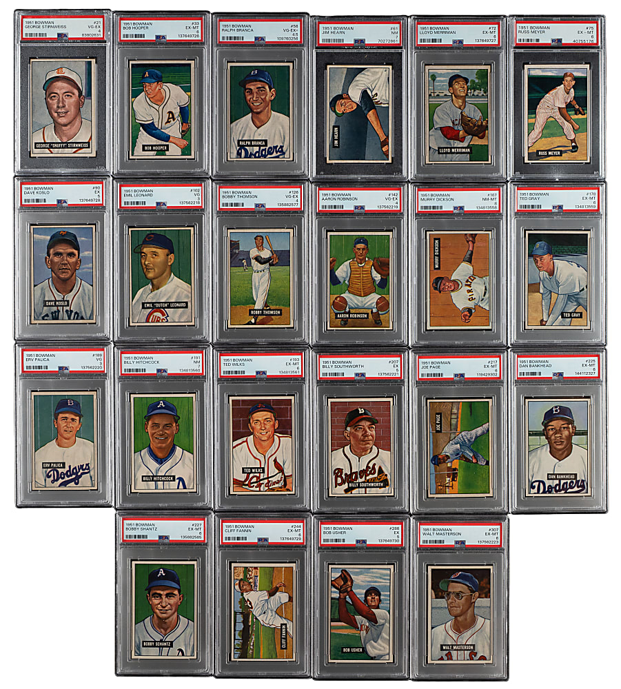1951 Bowman Near-Complete Set (322/324) Including 34 PSA-Graded Cards