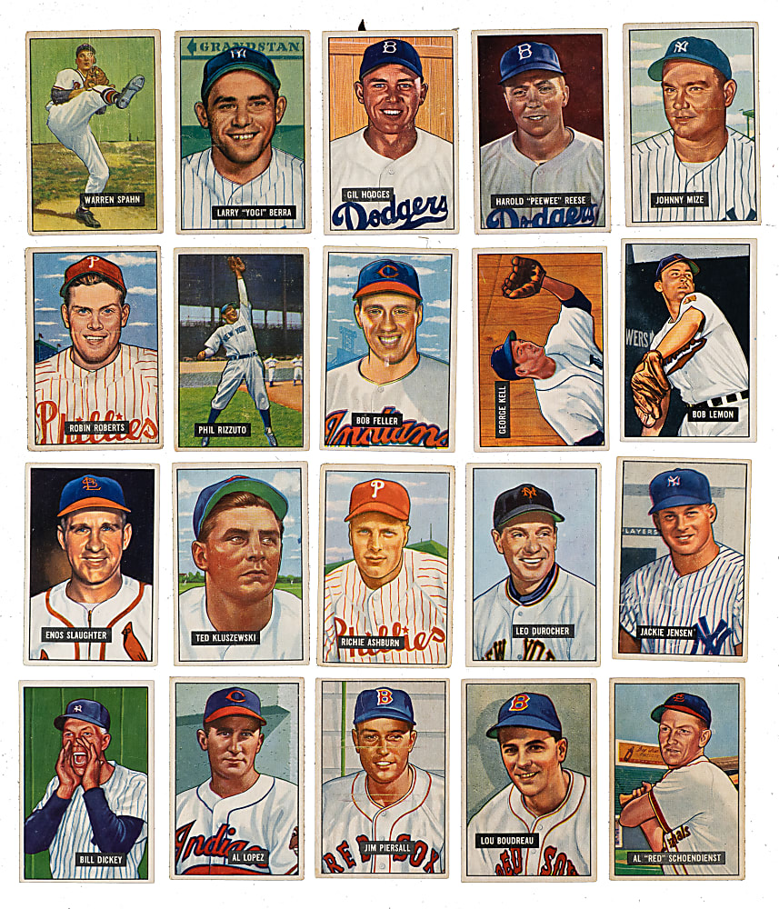 1951 Bowman Near-Complete Set (322/324) Including 34 PSA-Graded Cards