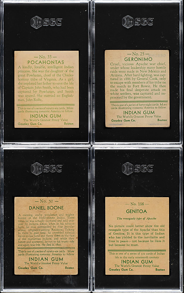 1933 R73 Goudey "Indian Gum" Collection (86) Including Geronimo, Buffalo Bill, and One "Series of 312 - White Background" Variation
