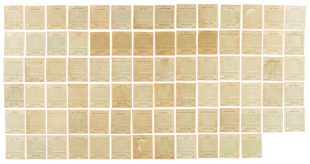1933 R73 Goudey "Indian Gum" Collection (86) Including Geronimo, Buffalo Bill, and One "Series of 312 - White Background" Variation