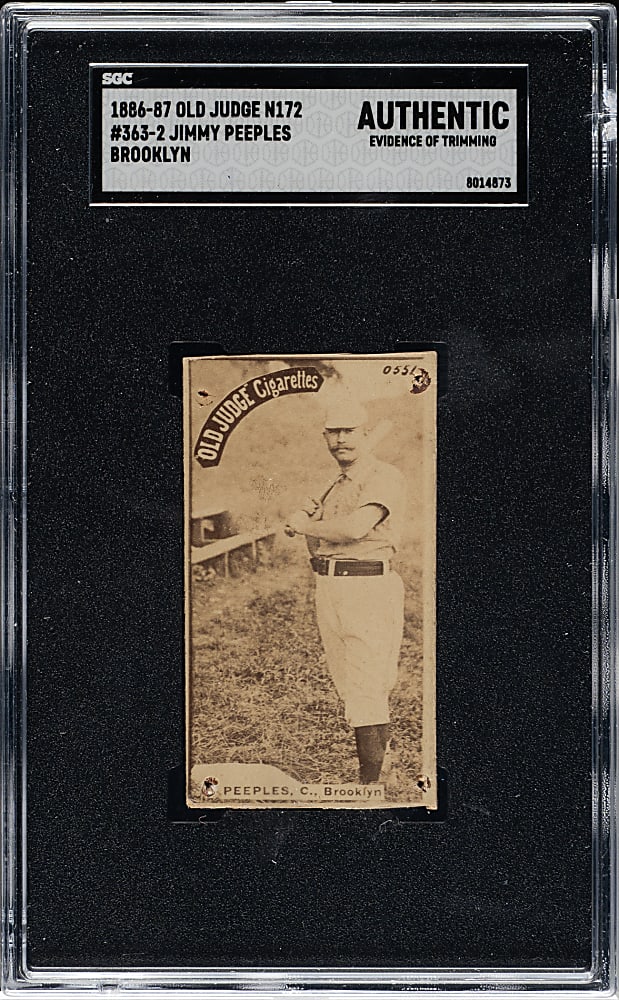 1887 N172 Old Judge Jimmy Peeples SGC Authentic - Outdoor Pose!