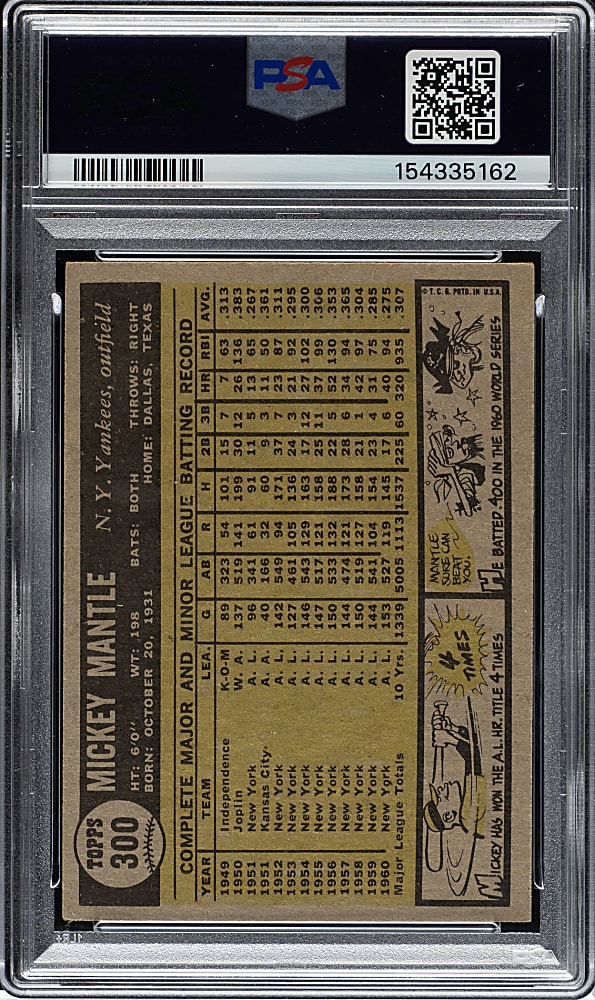 1961 Topps #300 Mickey Mantle PSA VG-EX 4