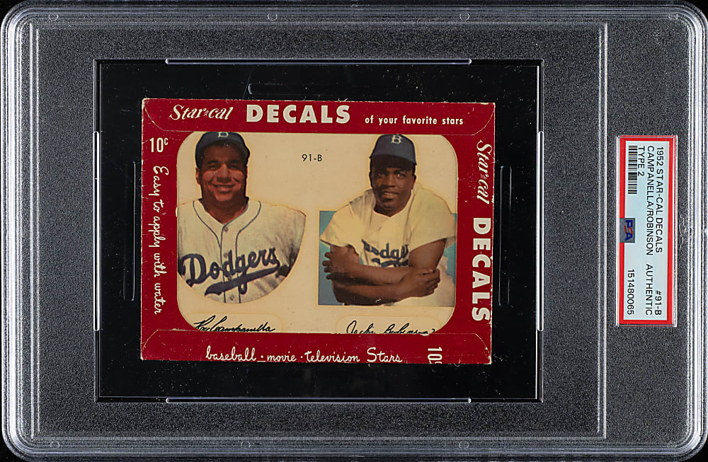 1952 Star-Cal Decals Type 2 #91-B Roy Campanella/Jackie Robinson - PSA