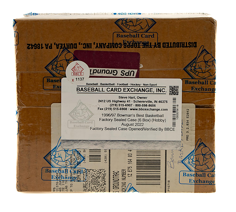 1996-1997 Bowman's Best Basketball Factory-Sealed Unopened Hobby Case (6 Boxes) - BBCE - Kobe Bryant Rookie Year