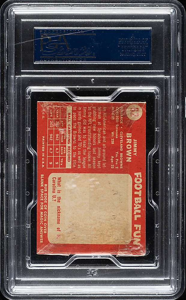 1958 Topps Football Unopened Cello Pack PSA EX-MT 6 - Jim Brown Rookie on Back