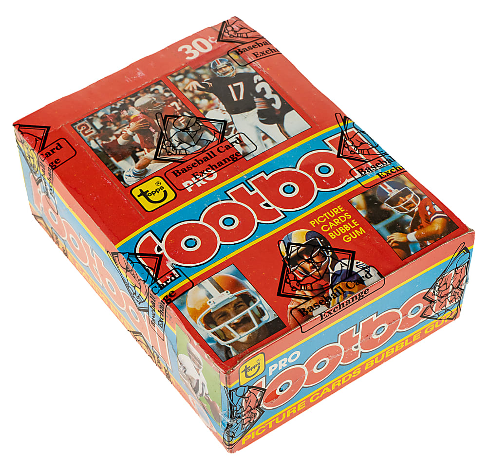 1981 Topps Football Unopened Wax Box (36 Packs) in 1979 Wrappers and Display Box - BBCE - Joe Montana Rookie Year