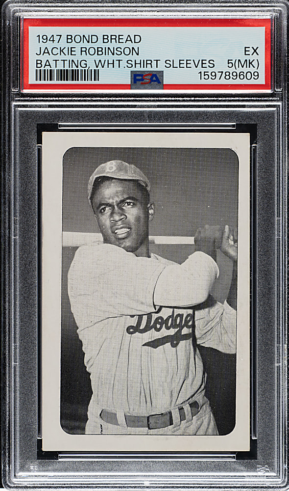 Circa 1947 Bond Bread Jackie Robinson Batting, White Sleeves PSA EX 5 (MK)