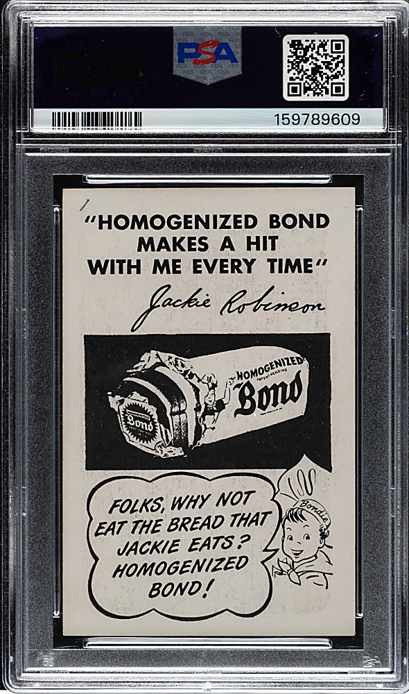 Circa 1947 Bond Bread Jackie Robinson Batting, White Sleeves PSA EX 5 (MK)