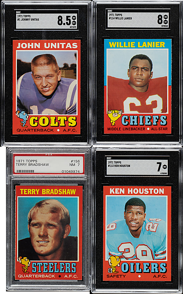 High-Grade 1971 Topps Football Complete Set (263) Including #156 Terry Bradshaw Rookie PSA NM 7