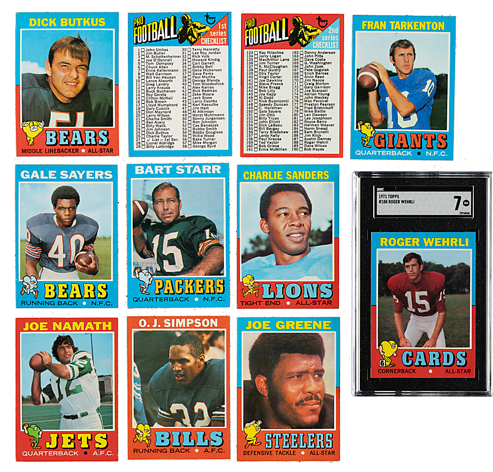 High-Grade 1971 Topps Football Complete Set (263) Including #156 Terry Bradshaw Rookie PSA NM 7