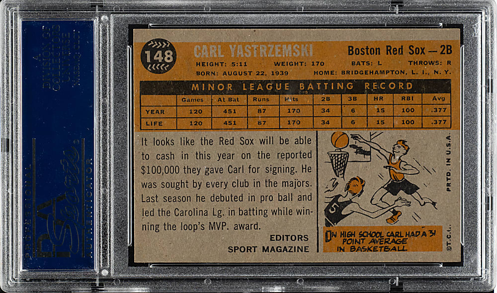 1960 Topps #148 Carl Yastrzemski Rookie PSA NM-MT 8