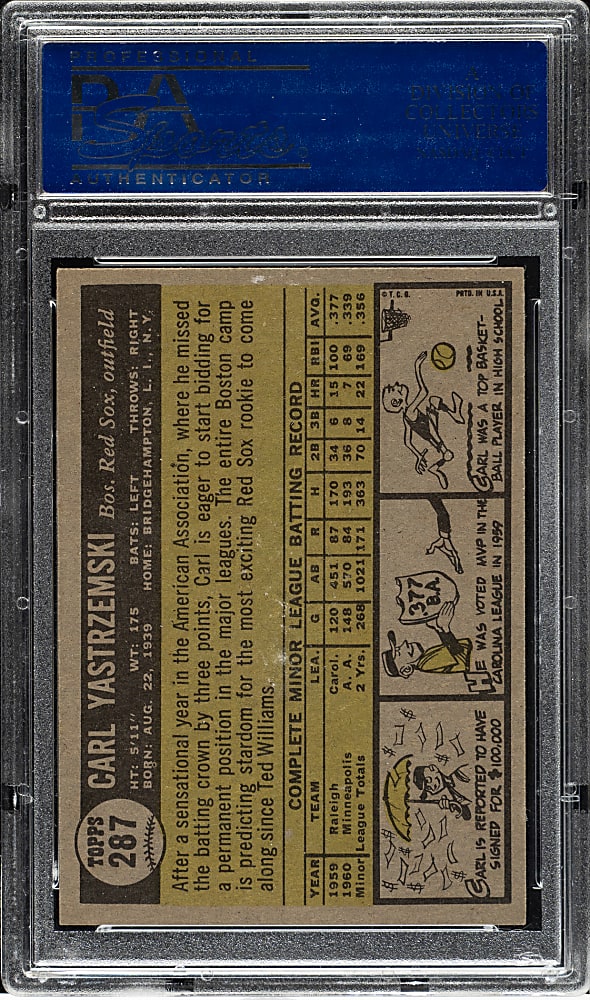 1961 Topps #287 Carl Yastrzemski PSA NM-MT 8