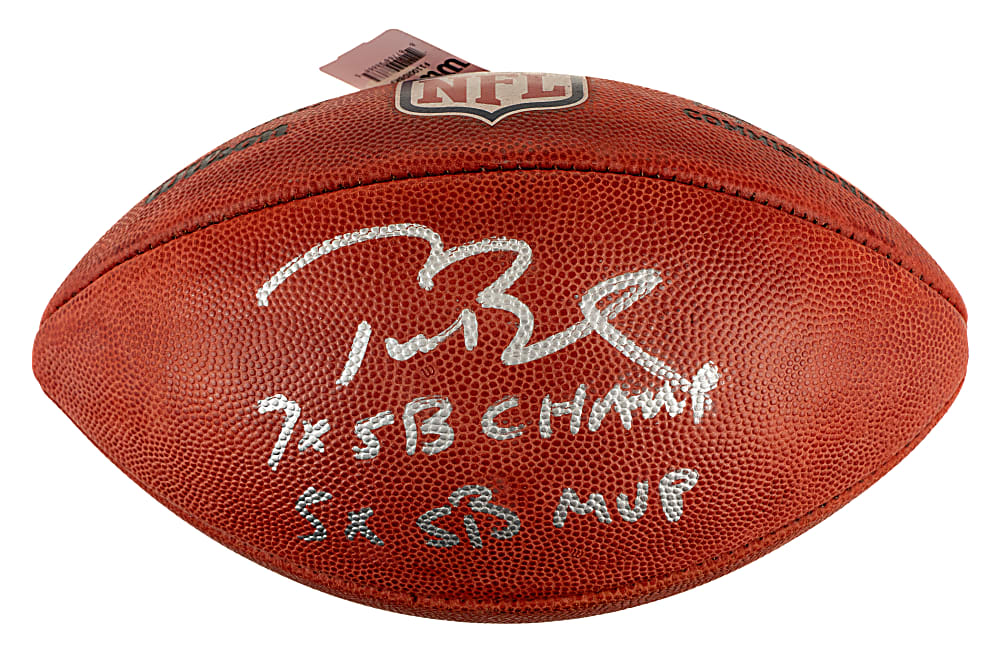 Tom Brady Signed Football with "7x SB Champ" and "5x SB MVP" Inscriptions - Fanatics and JSA (GEM MINT 10 Signature)