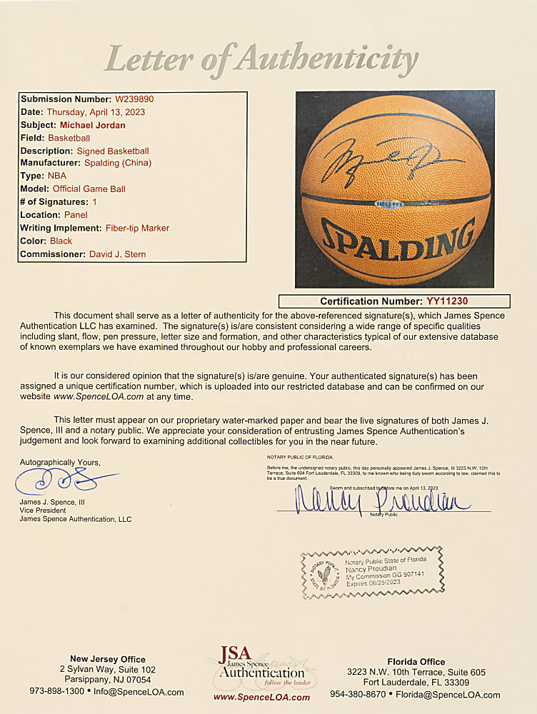 Michael Jordan Signed Basketball - Upper Deck and JSA
