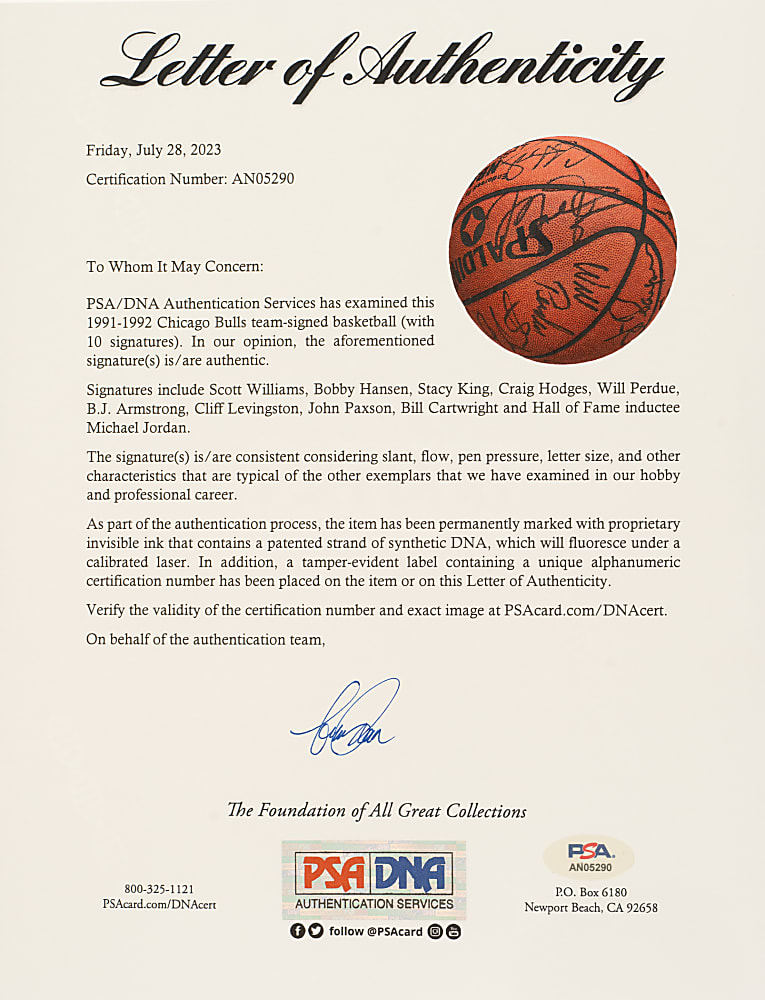 1991-1992 Chicago Bulls World Champions Team-Signed Basketball with Michael Jordan - JSA, Beckett, and PSA/DNA