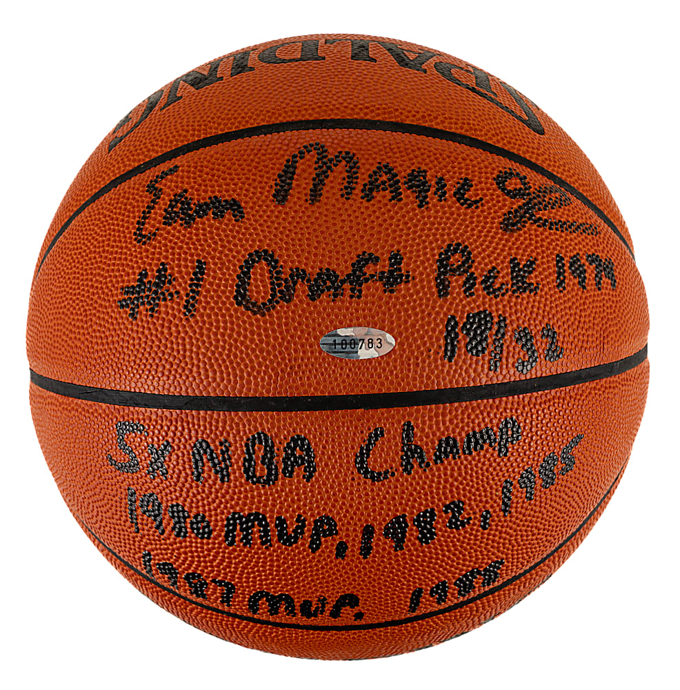 Magic Johnson Signed Limited-Edition Basketball with Career Statistic Inscriptions - JSA