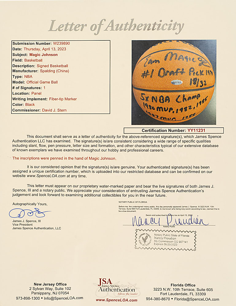 Magic Johnson Signed Limited-Edition Basketball with Career Statistic Inscriptions - JSA