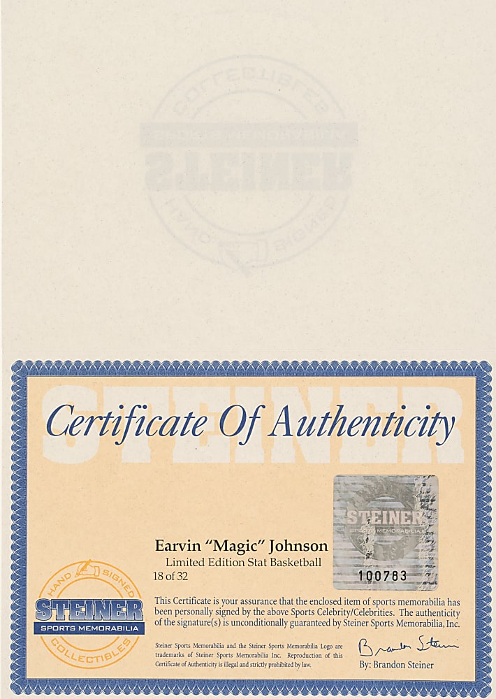 Magic Johnson Signed Limited-Edition Basketball with Career Statistic Inscriptions - JSA