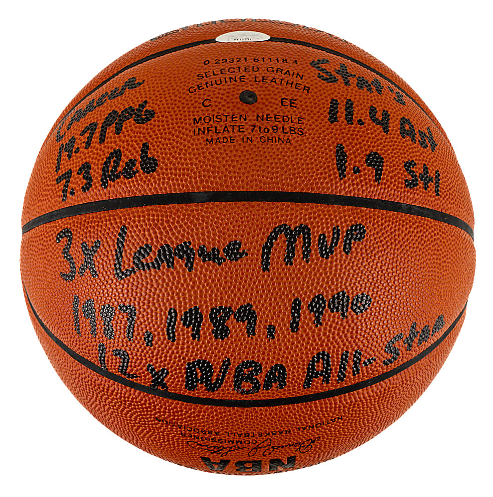 Magic Johnson Signed Limited-Edition Basketball with Career Statistic Inscriptions - JSA