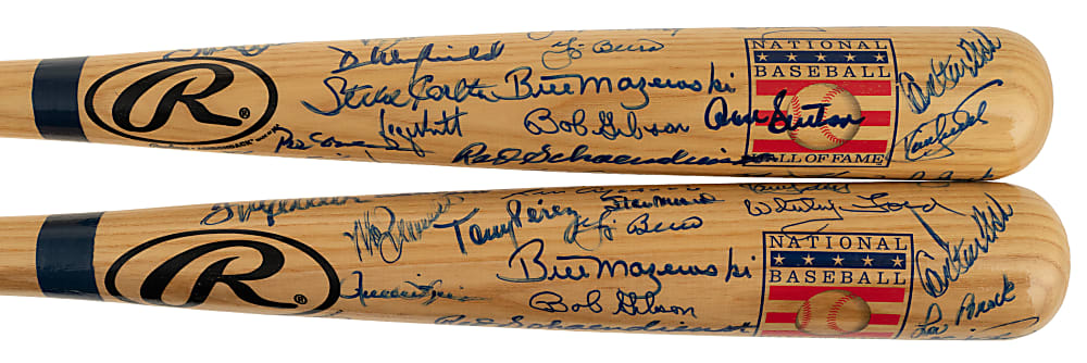 Hall of Fame Multi-Signed Bat Pair with Koufax, Seaver, Berra, and Musial