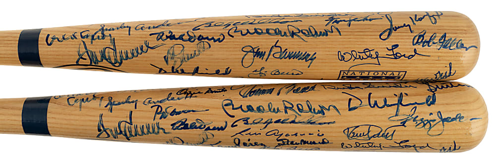 Hall of Fame Multi-Signed Bat Pair with Koufax, Seaver, Berra, and Musial