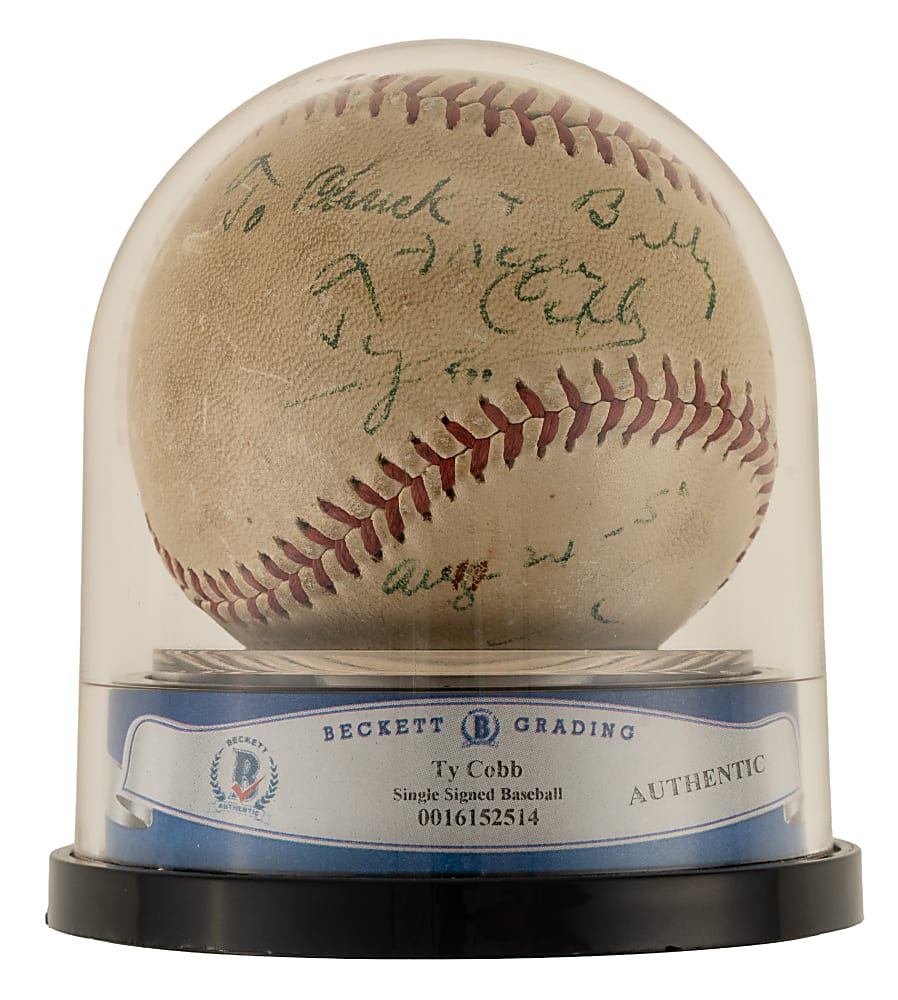 Ty Cobb Single-Signed Baseball - Beckett