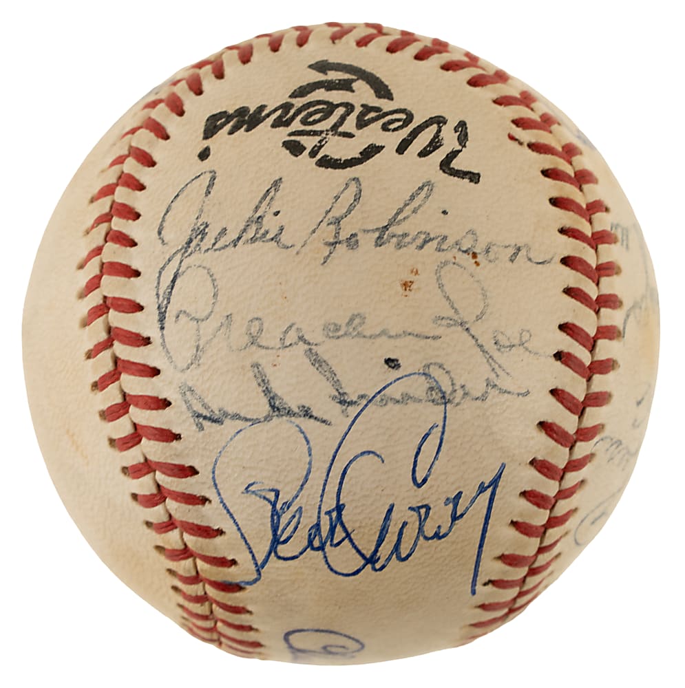Brooklyn/Los Angeles Dodgers Multi-Signed Baseball with Robinson, Campanella, Hodges, Reese, and Snider - PSA/DNA
