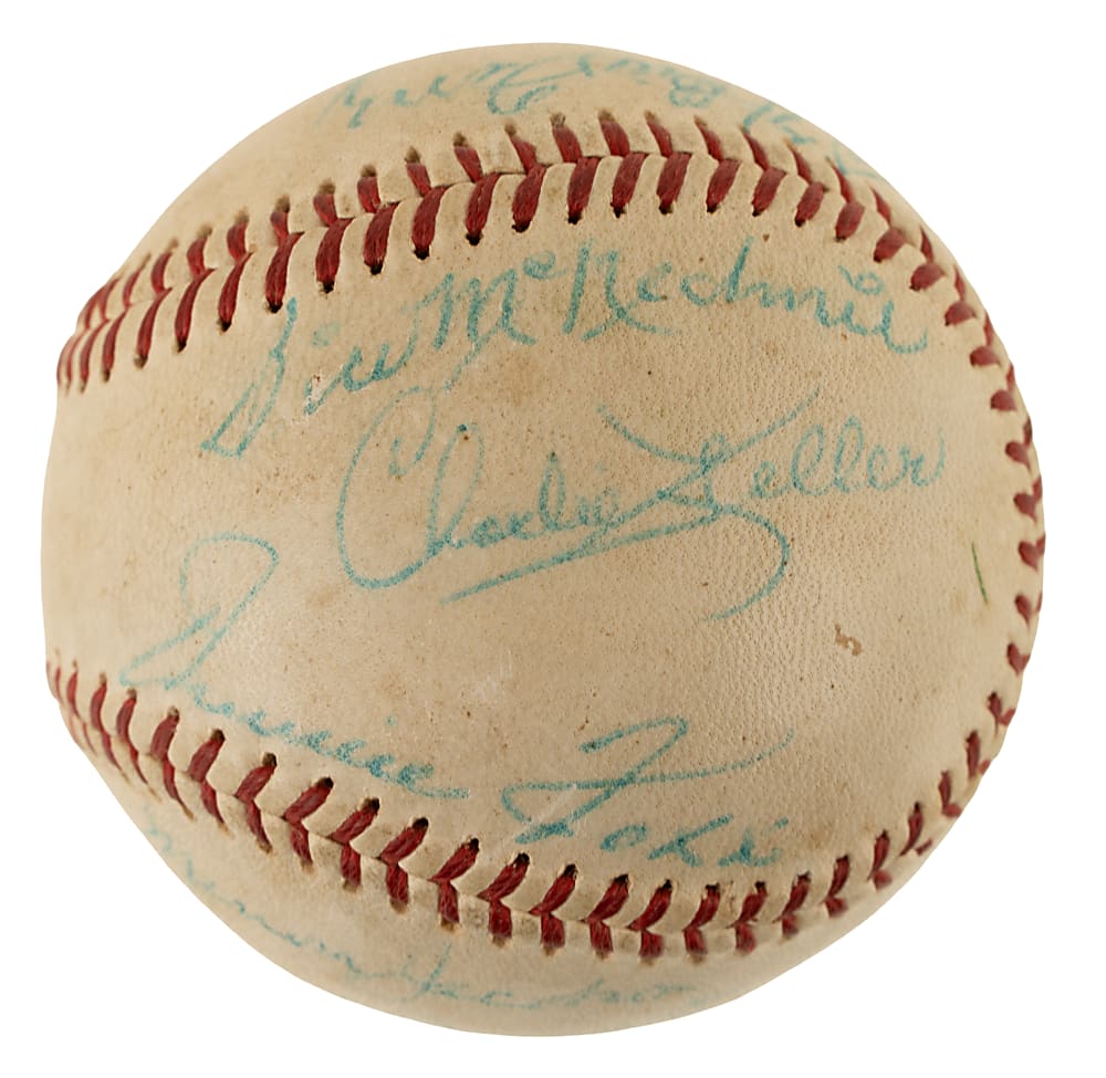 Circa 1950s Hall of Fame Multi-Signed Baseball with Foxx, Hornsby, Sisler, Grove, and McKechnie - PSA/DNA and Beckett