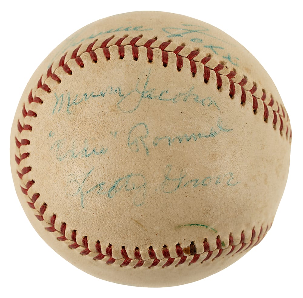 Circa 1950s Hall of Fame Multi-Signed Baseball with Foxx, Hornsby, Sisler, Grove, and McKechnie - PSA/DNA and Beckett