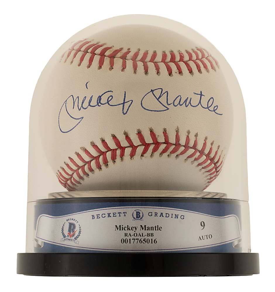 Mickey Mantle Single-Signed Baseball Beckett MINT 9