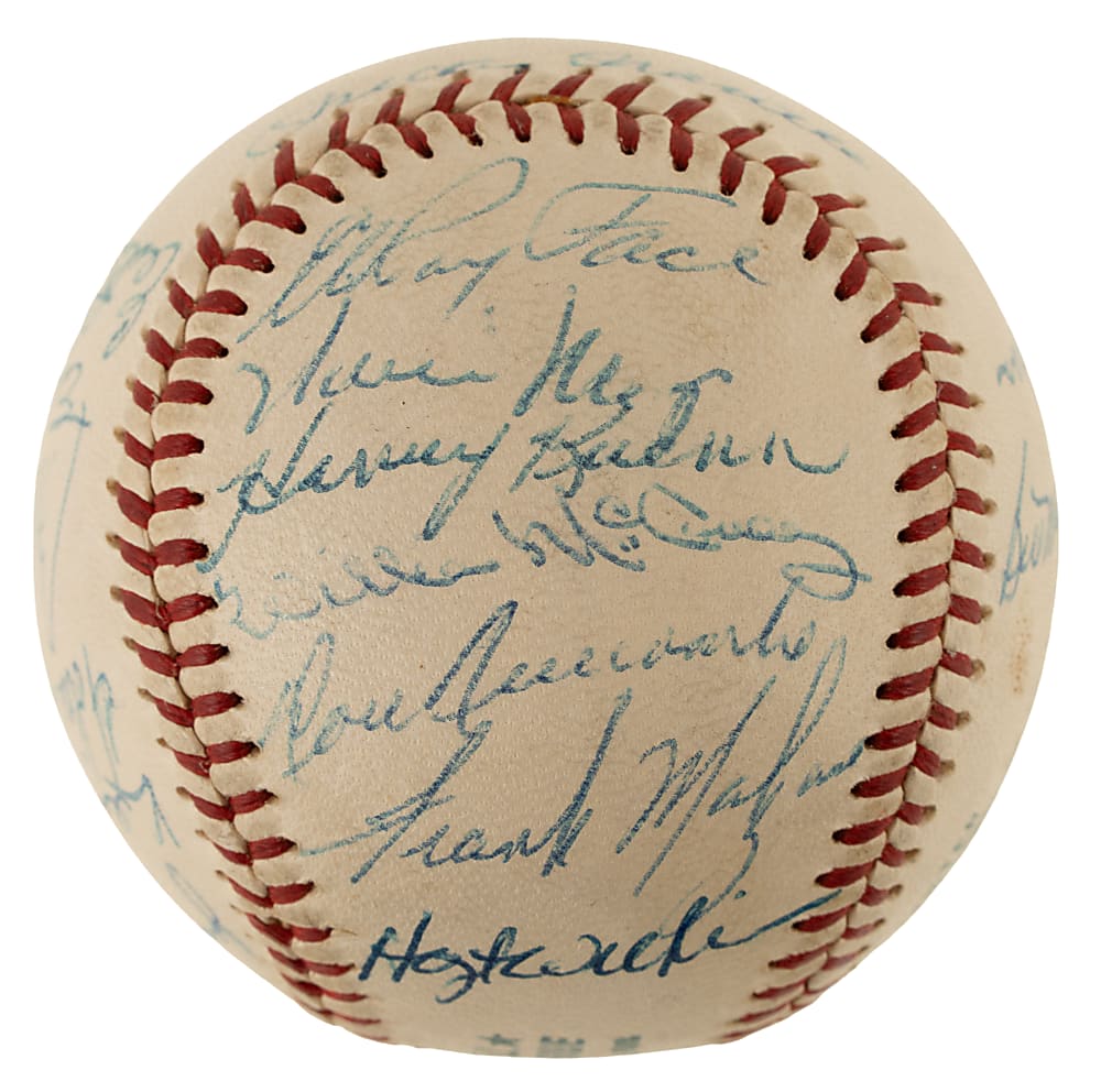 Circa 1960s Hall of Fame and Stars Multi-Signed Baseball with Mantle, Aaron, Mays, and Hodges - JSA