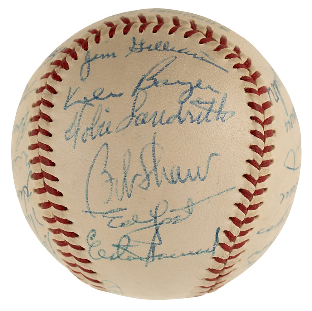 Circa 1960s Hall of Fame and Stars Multi-Signed Baseball with Mantle, Aaron, Mays, and Hodges - JSA