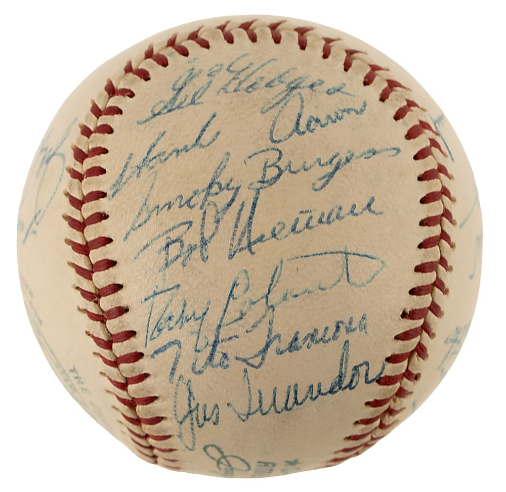 Circa 1960s Hall of Fame and Stars Multi-Signed Baseball with Mantle, Aaron, Mays, and Hodges - JSA