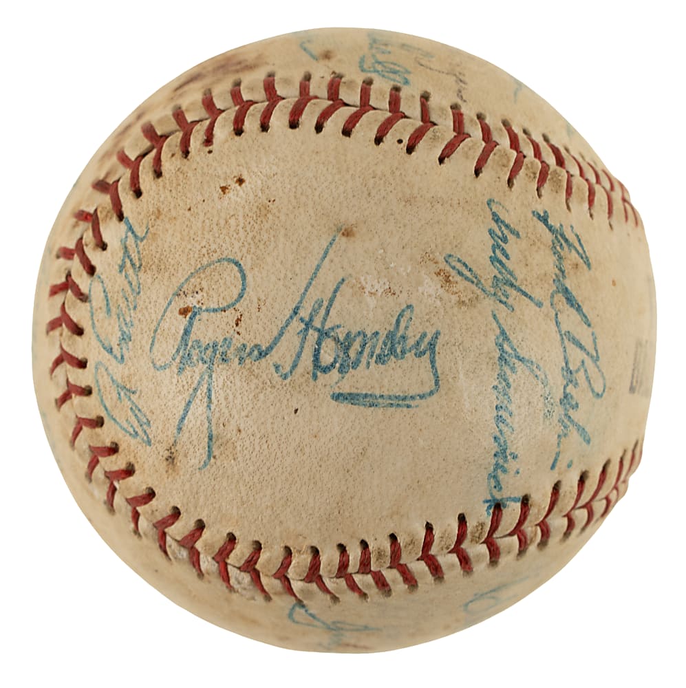 1953 Cincinnati Reds Team-Signed Baseball with Rogers Hornsby - JSA