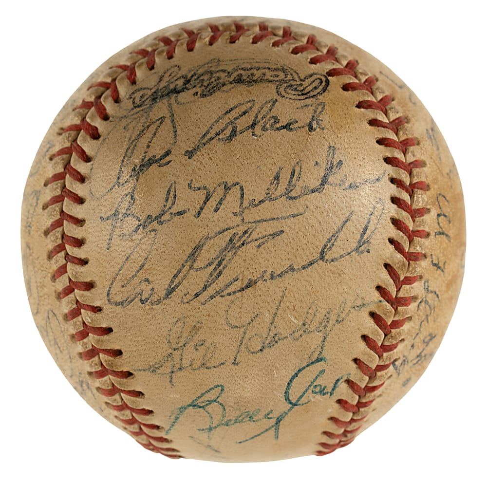 1954 New York Yankees and Brooklyn Dodgers Multi-Signed Baseball with Mantle, Stengel, Hodges, and Reese - PSA/DNA and Beckett