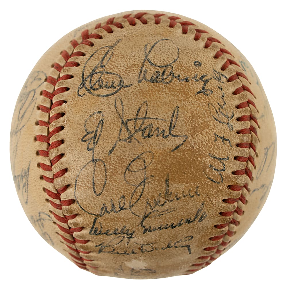 1954 New York Yankees and Brooklyn Dodgers Multi-Signed Baseball with Mantle, Stengel, Hodges, and Reese - PSA/DNA and Beckett
