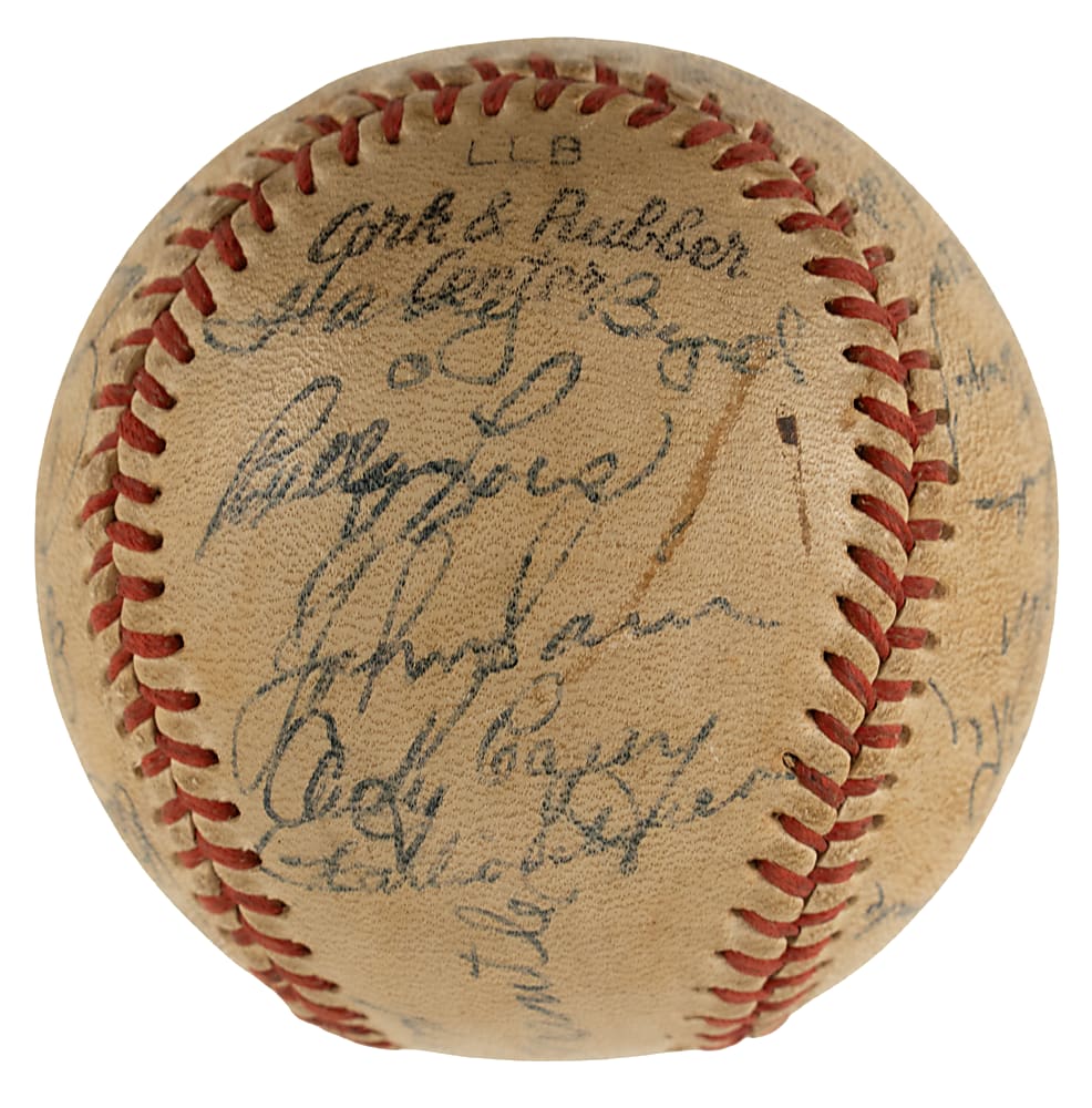 1954 New York Yankees and Brooklyn Dodgers Multi-Signed Baseball with Mantle, Stengel, Hodges, and Reese - PSA/DNA and Beckett